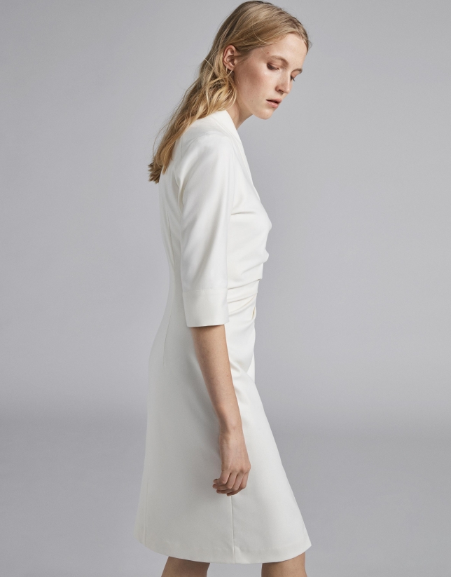White wrap shirtwaist dress