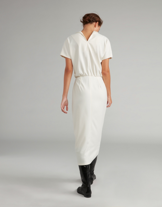 White wrap dress with two-piece effect 
