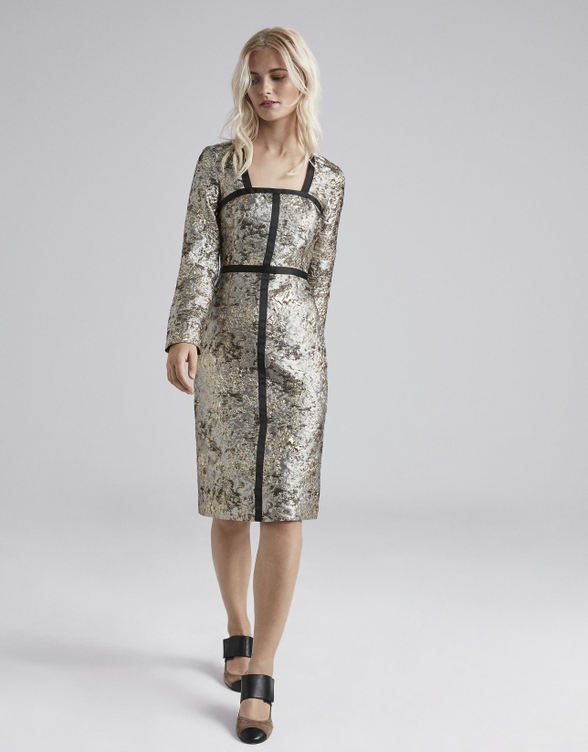Gold and silver jacquard dress