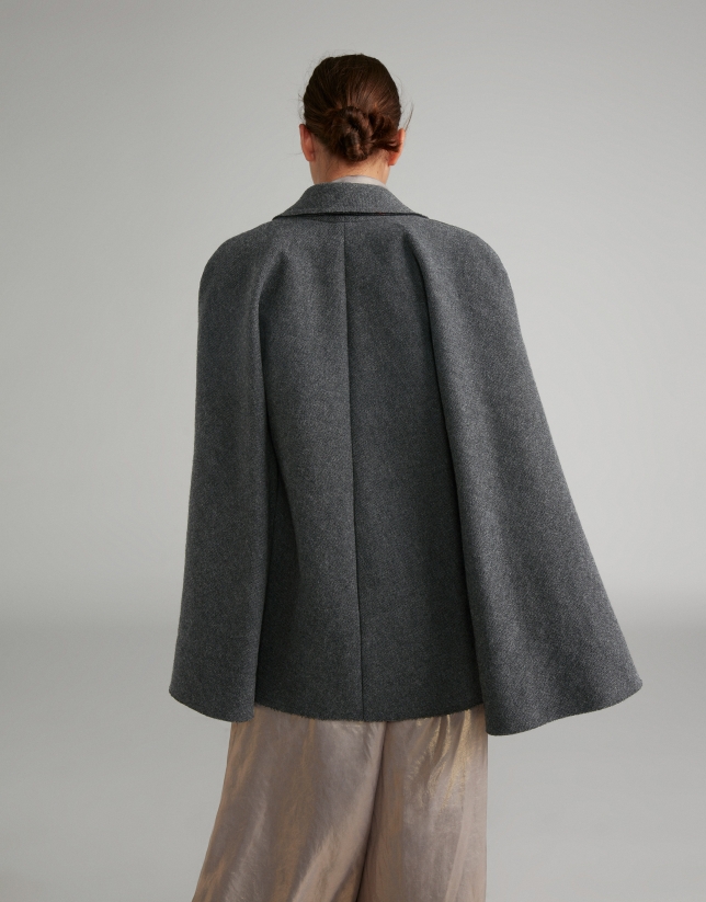 Light gray wool cape coat