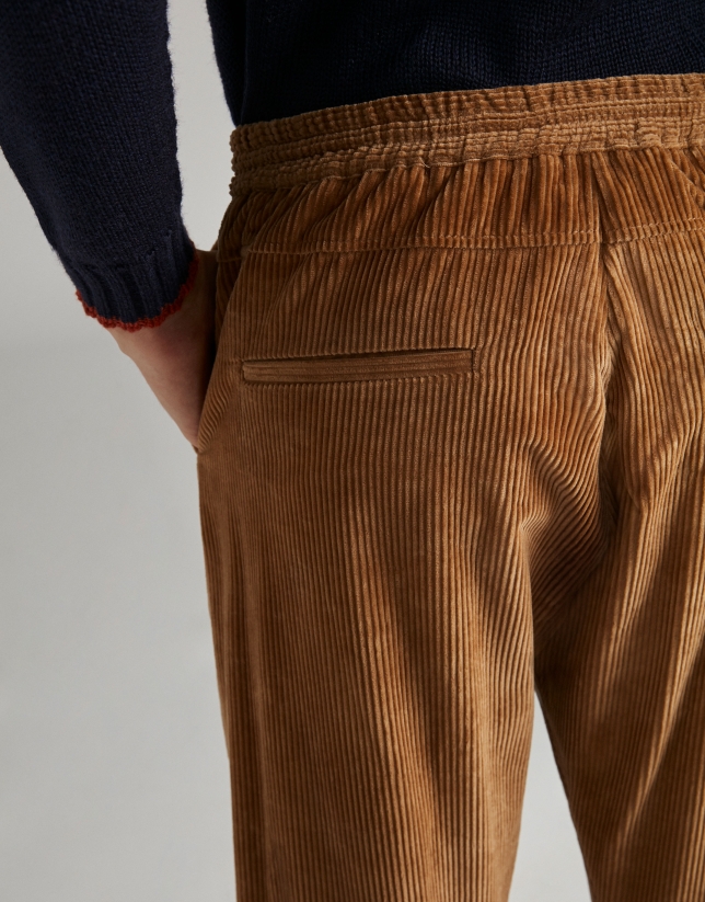 Camel corduroy pants with cord belt