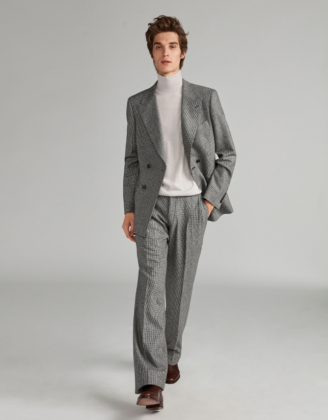 Houndstooth suit with double-breasted jacket