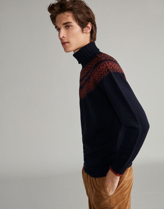 Navy blue sweater with design
