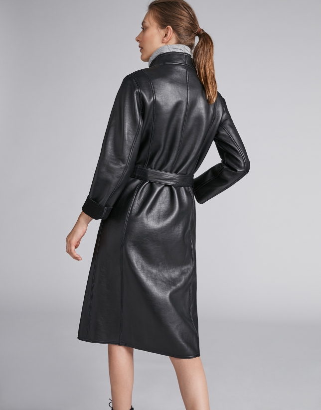 Black leather coat