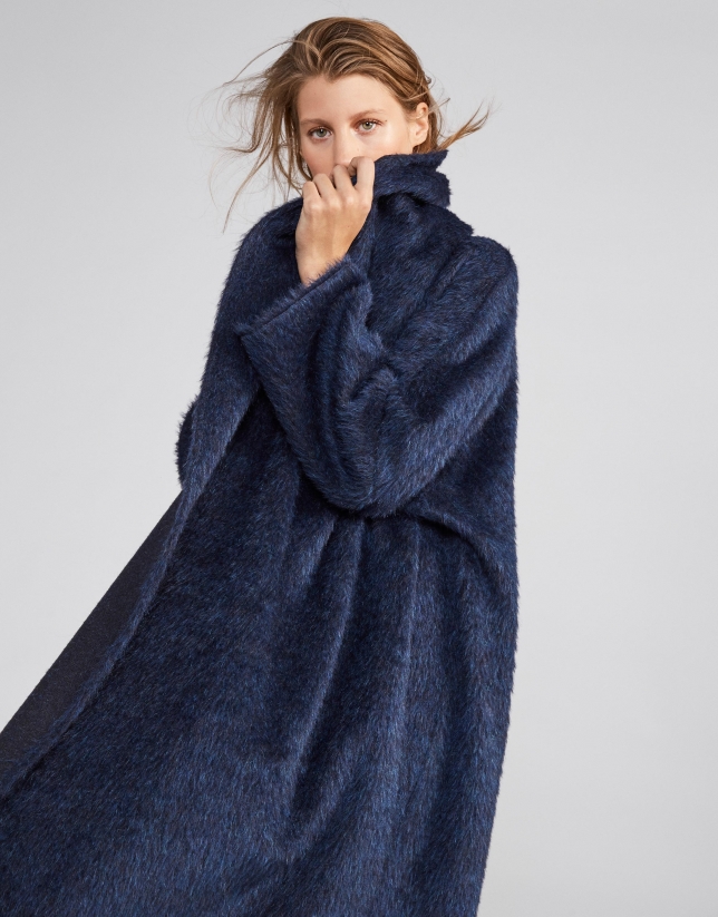 Long blue wool coat