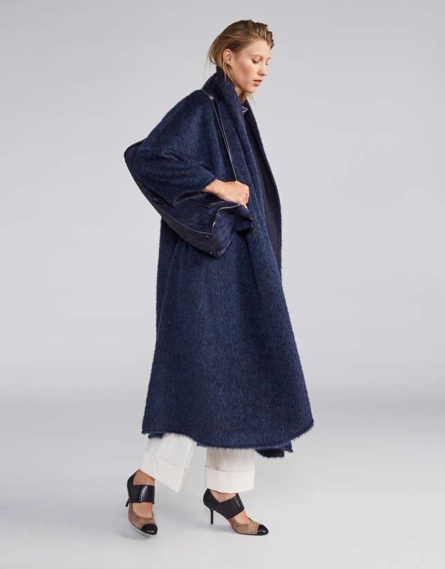 Abrigo largo lana azul