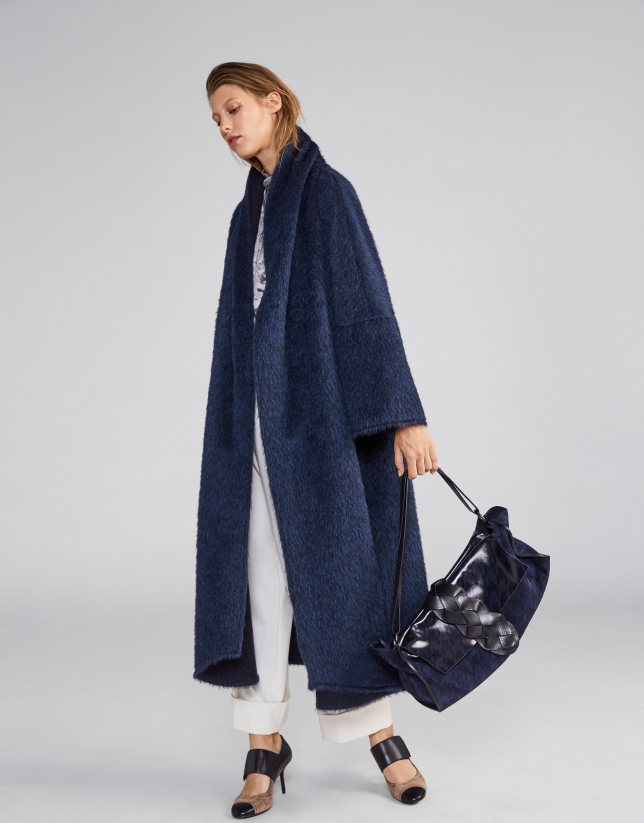 Long blue wool coat