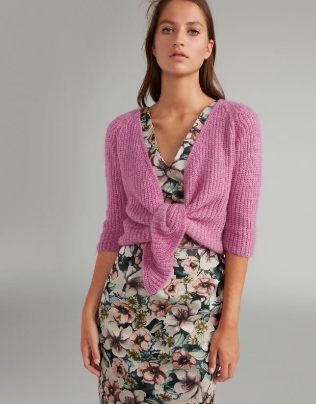 Pink short brioche knit jacket 