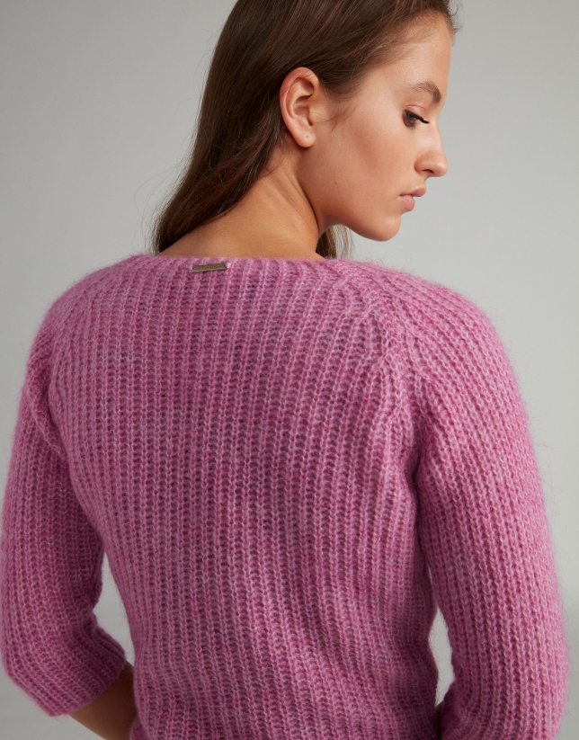 Pink short brioche knit jacket 