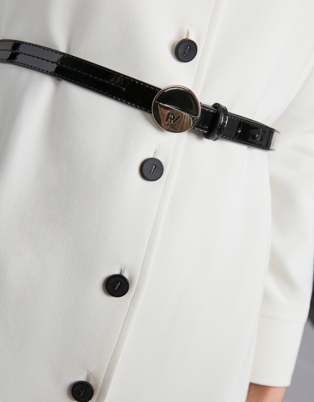 Ivory shirtwaist dress with belt