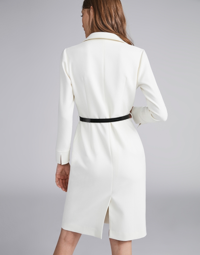 Ivory shirtwaist dress with belt