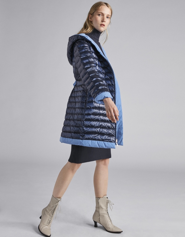 Navy blue ribbed knit dress