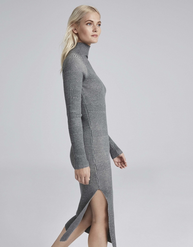 Gray knit midi dress