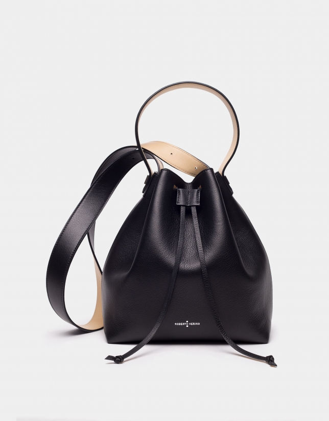 Black leather Bouquet bag