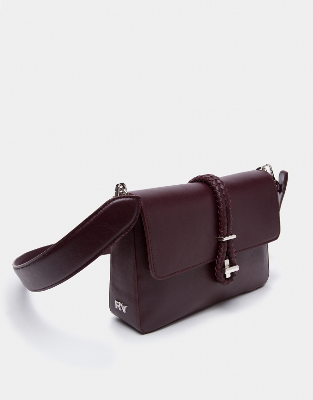 Burgundy leather Joyce clutch purse ties