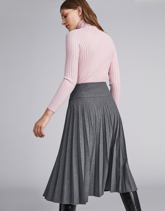 Marengo gray pleated midi skirt