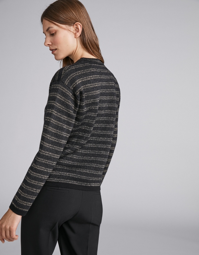Black, lurex-striped sweatshirt