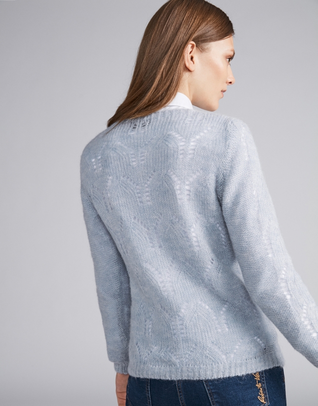 Light blue openwork sweater