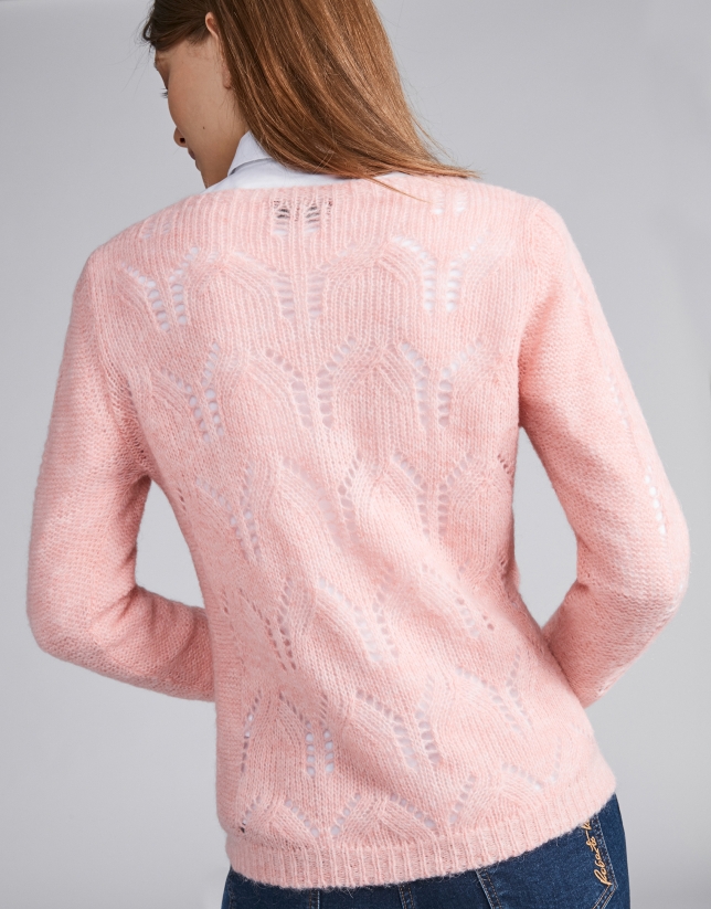 Pink openwork sweater
