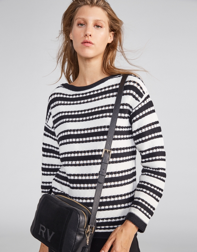 Black striped sweater with decoration