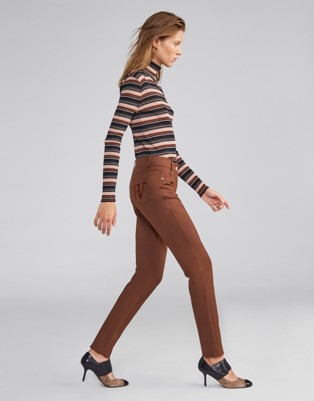 Light brown cigarette pants with 5 pockets