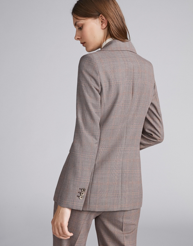 Brown glen plaid suit jacket