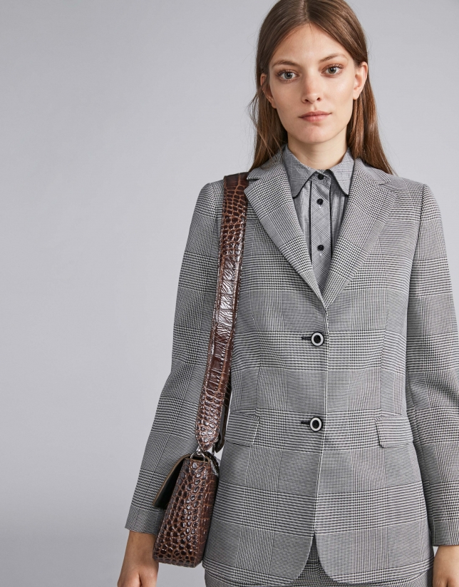Grey glen plaid suit jacket