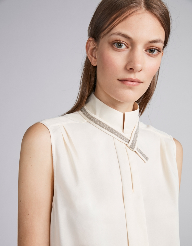 Ivory top with adorned collar