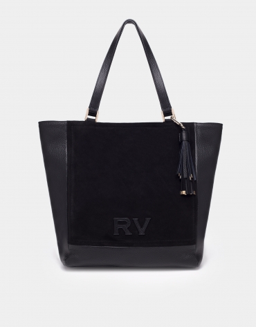 Black leather Louvre tote bag