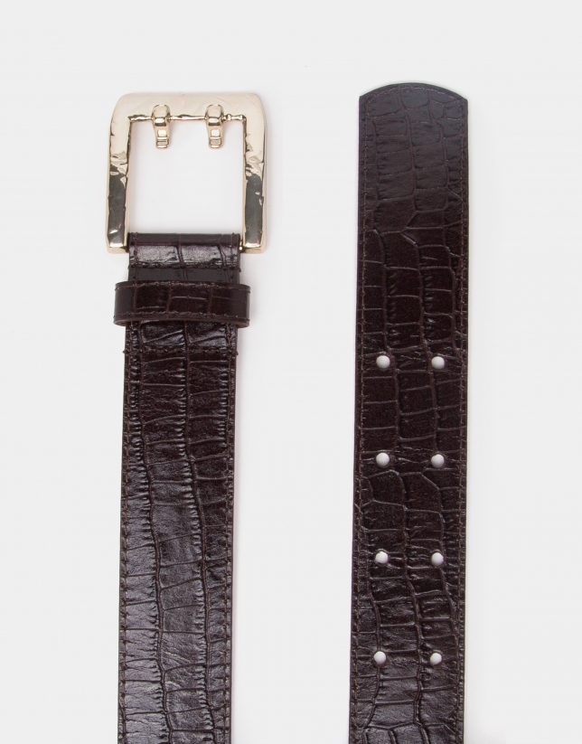 Brown alligator leather belt