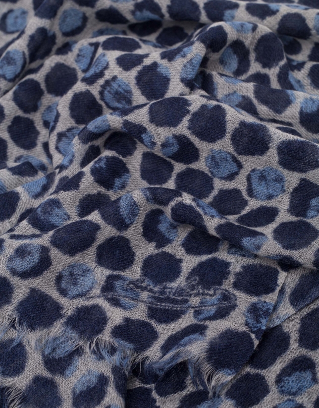 Fular lana estampado geométrico azul