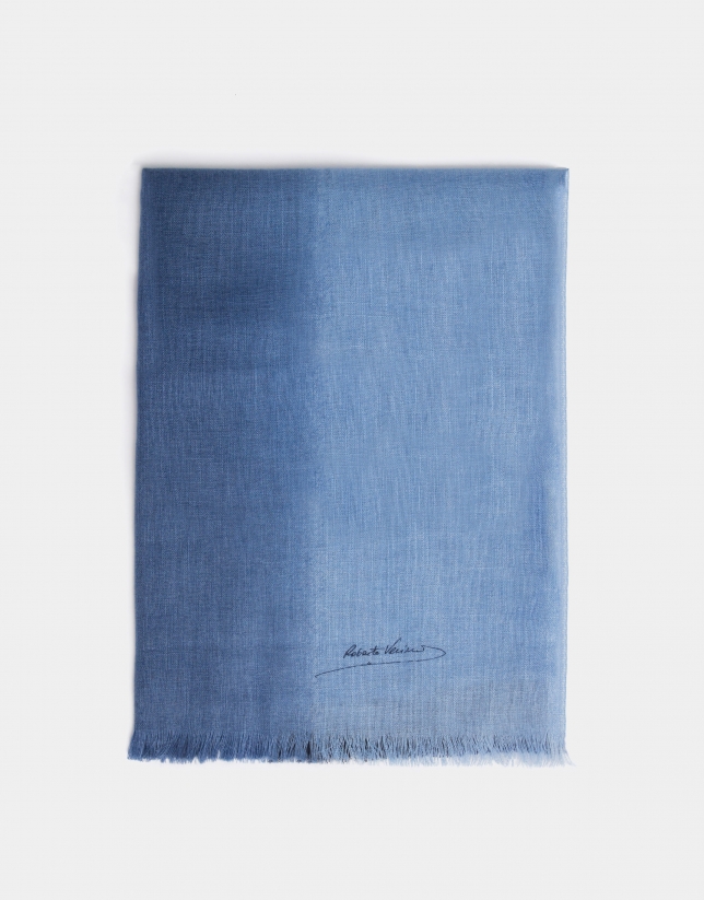 Blue degradé wool foulard