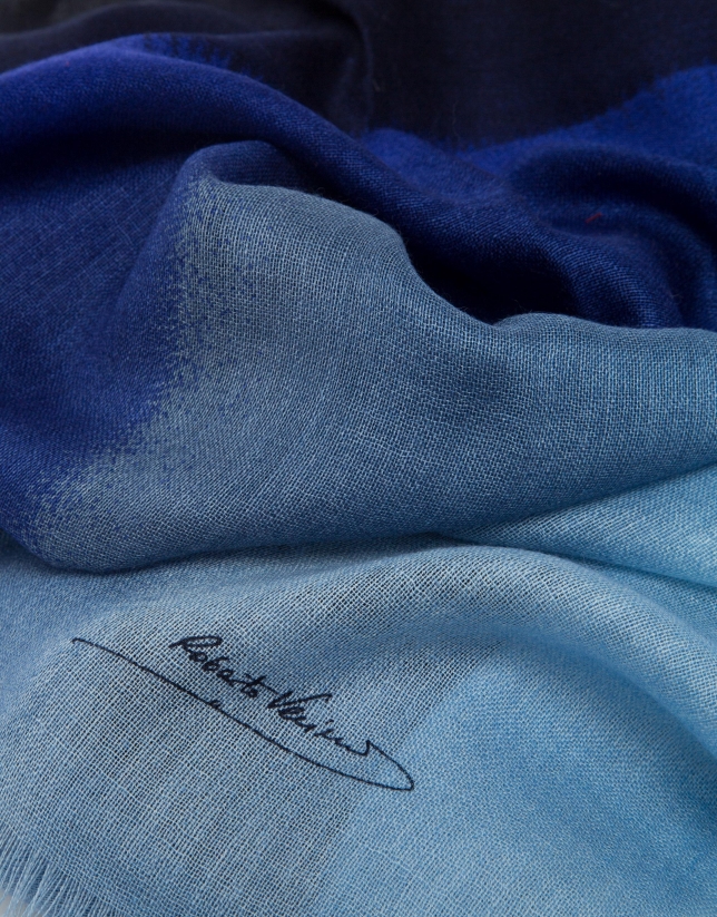 Fular lana degradé azul