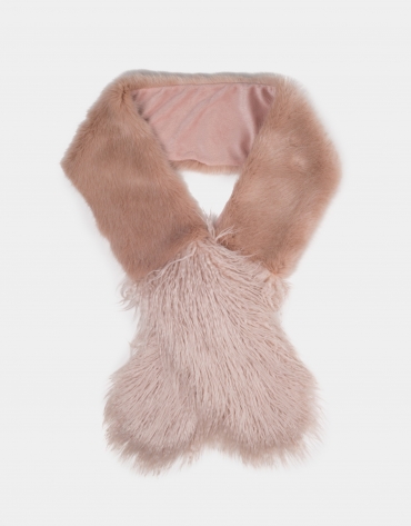 Beige fur-effect scarf