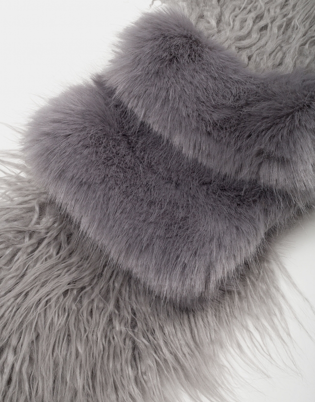 Pearl Gray fur-effect scarf