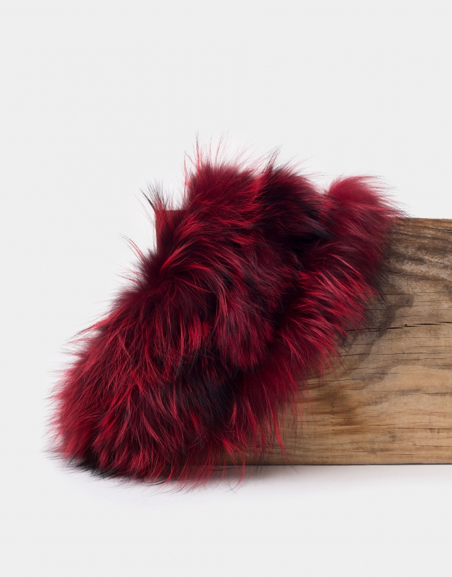 Red fox fur tubular scarf