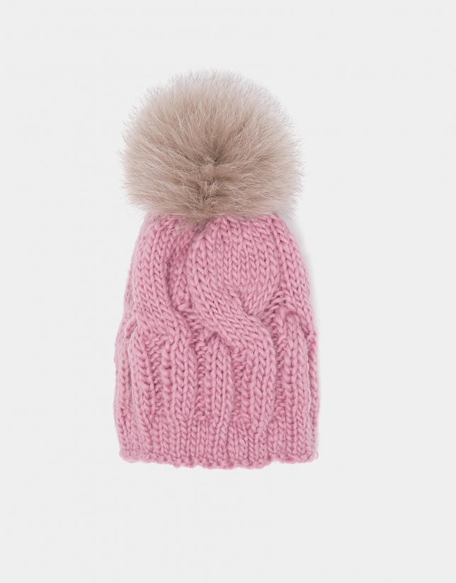 Pink wool knit cap