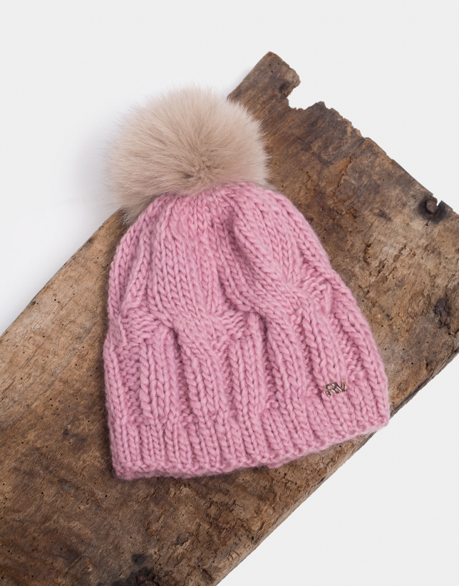 Pink wool knit cap
