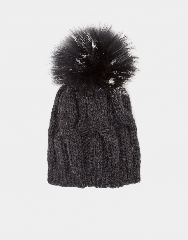 Dark gray wool knit cap