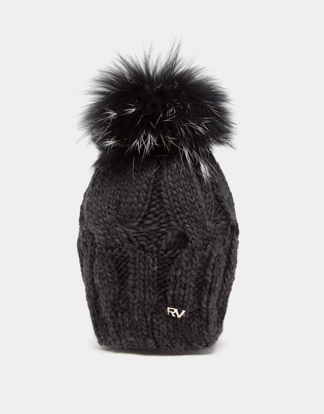 Dark gray wool knit cap