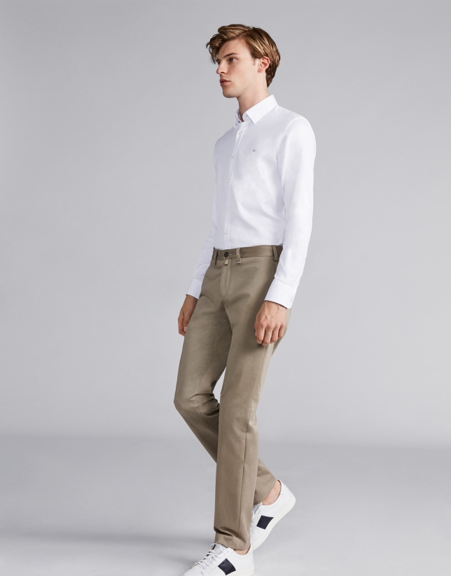 Mink-colored cotton chinos