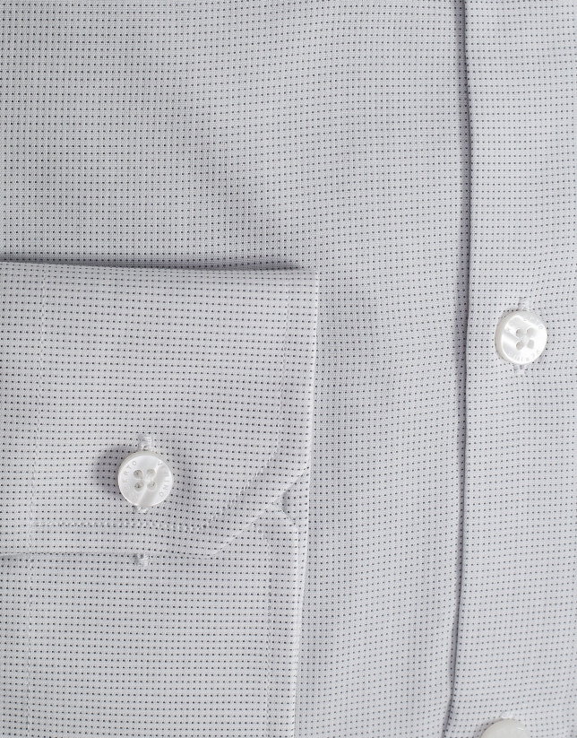 White knit dress shirt with silver dots