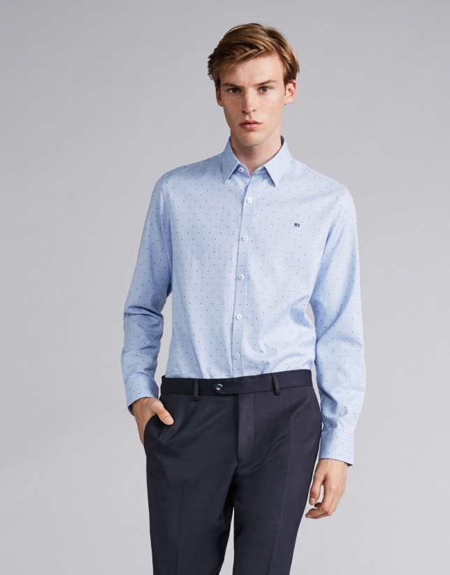 Light blue/white false plain sport shirt