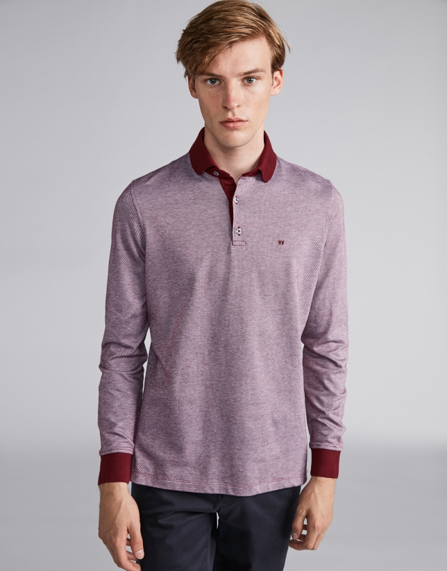 Burgundy/beige two color polo