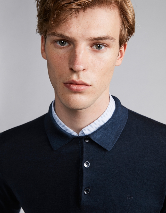 Navy blue wool polo