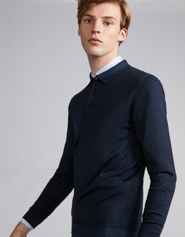 Navy blue wool polo
