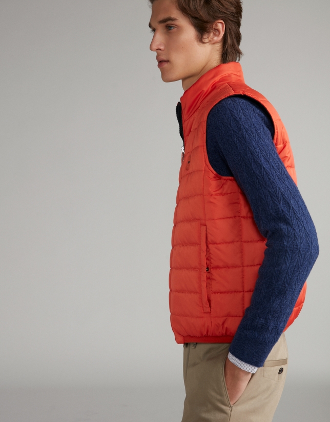 Orange/navy blue reversible vest