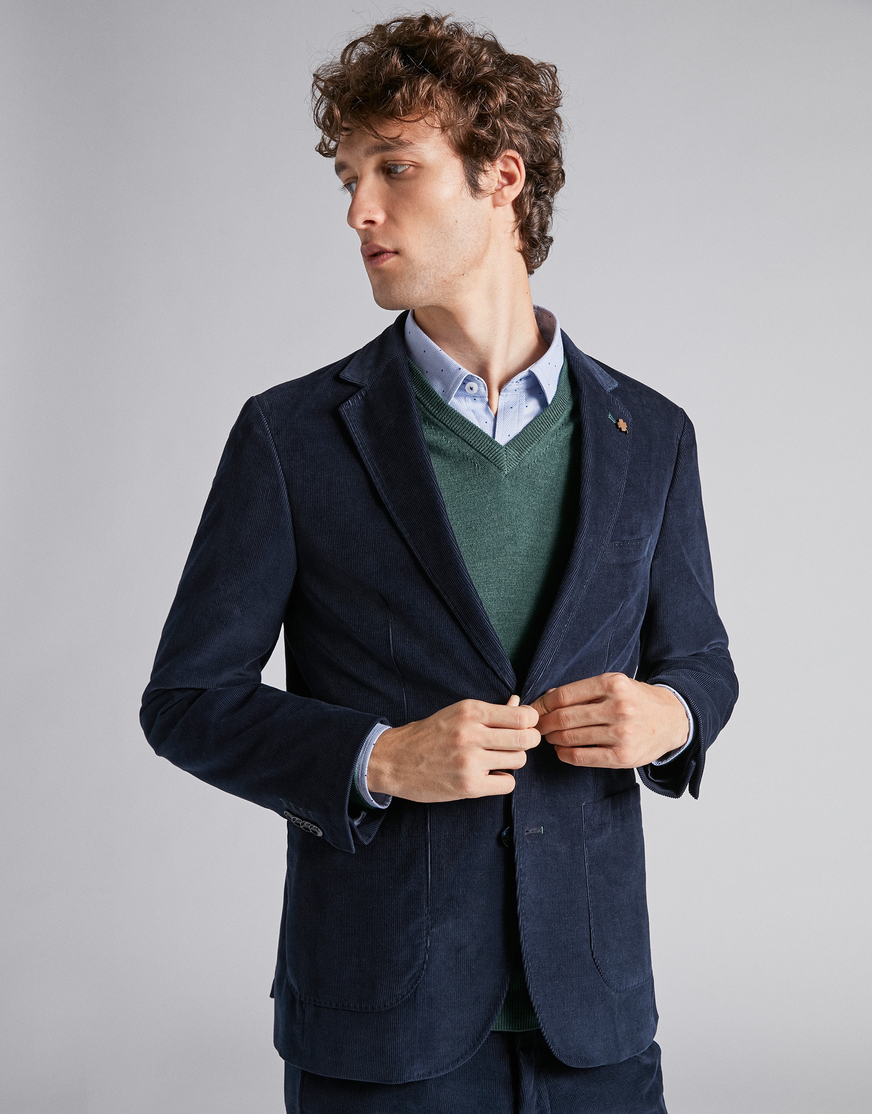 Navy blue corduroy sport jacket Man AW2018 Roberto Verino