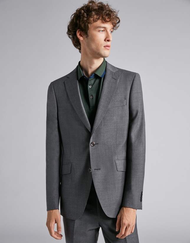 Gray fake plain, regular fit, wool suit