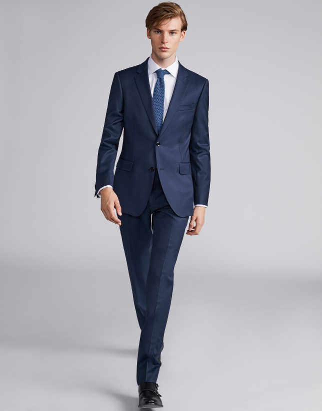Blue fake plain, slim fit, wool suit